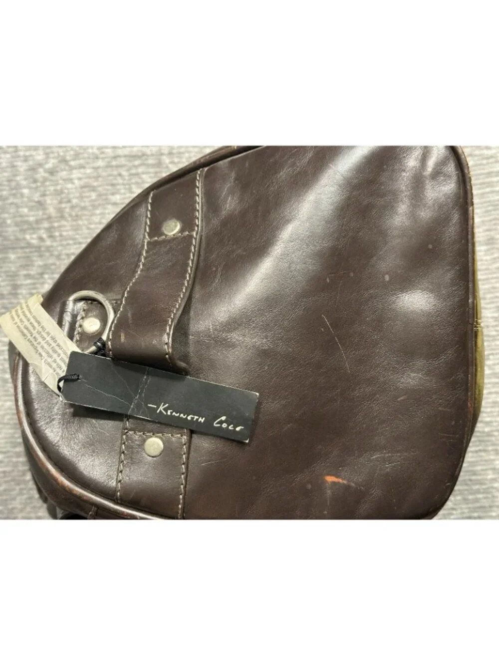 Kenneth Cole New York Duffle Bag Leather Travel Weekend Men's Brown Vintage